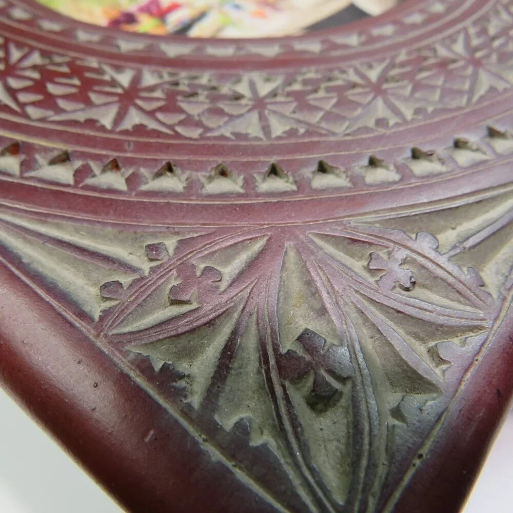 Burgundy/Oxblood Carved Polystone Picture Frame Gothic Revival Byzantine 7.5
